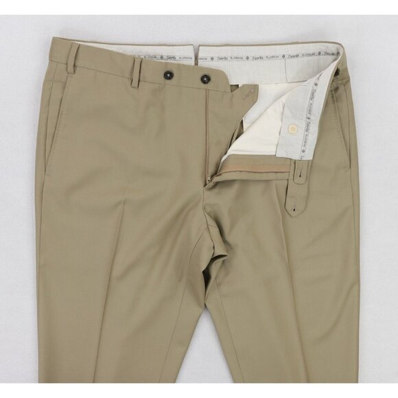 Zanella Platinum Loro Piana Tasmanian 150s Wool Mens 37 X 34 Beige Parker - Picture 3 of 11